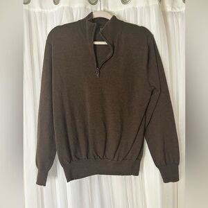 Jos. A. Bank Chocolate 100% Wool Zip-Up Sweater
